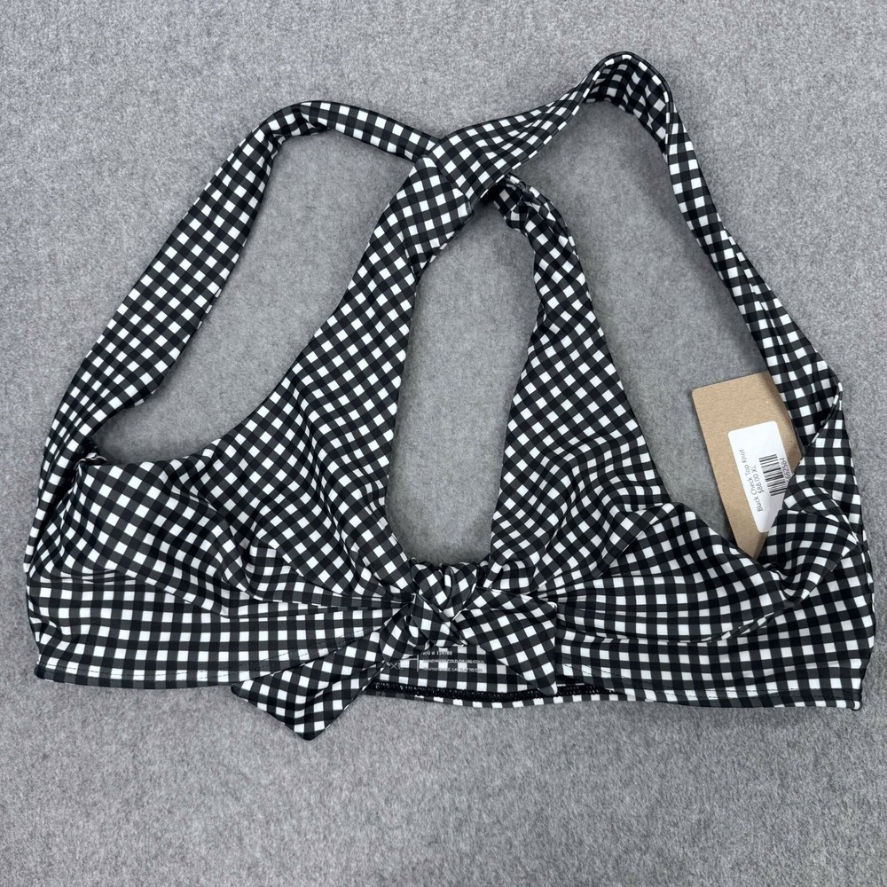 NEW Albion Gingham Top Knot Bikini Top Women's Size XL Black White Swim